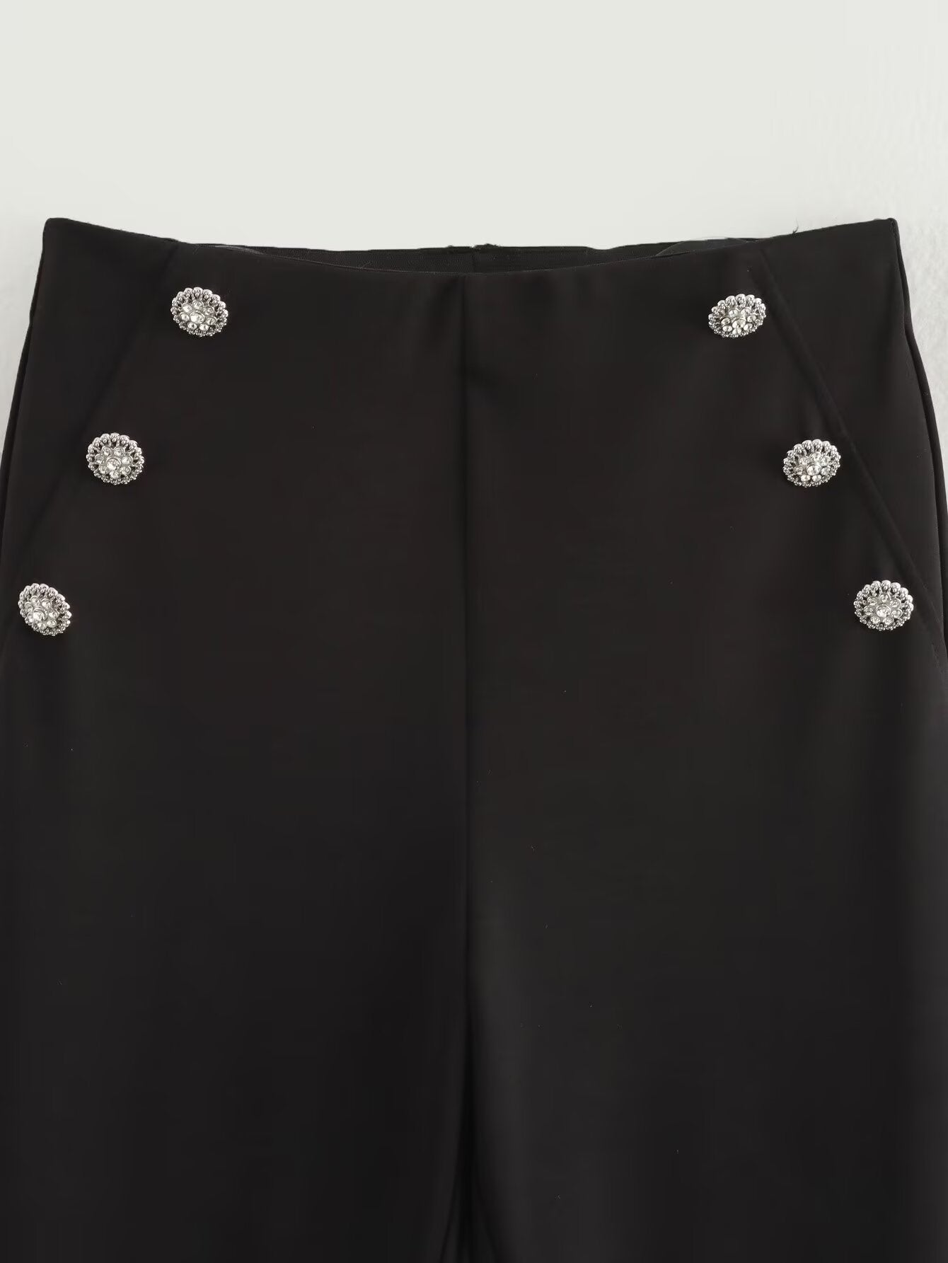 Autumn Women Clothing Decorated Row Button Mid Waist Bottoming Trousers
