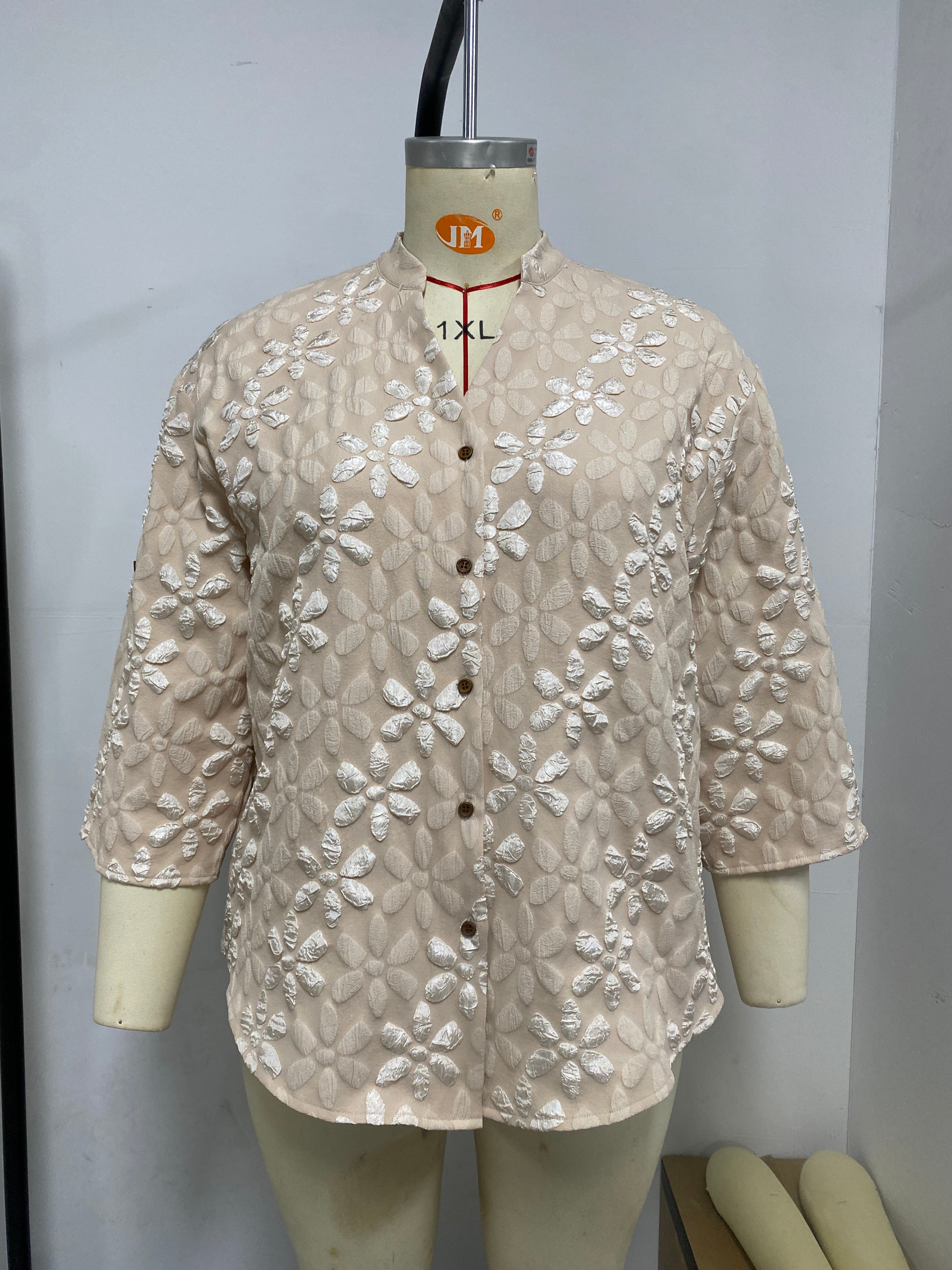 Plus Size Spring Autumn Women Clothing Front Breasted Long Sleeve Shirt Top