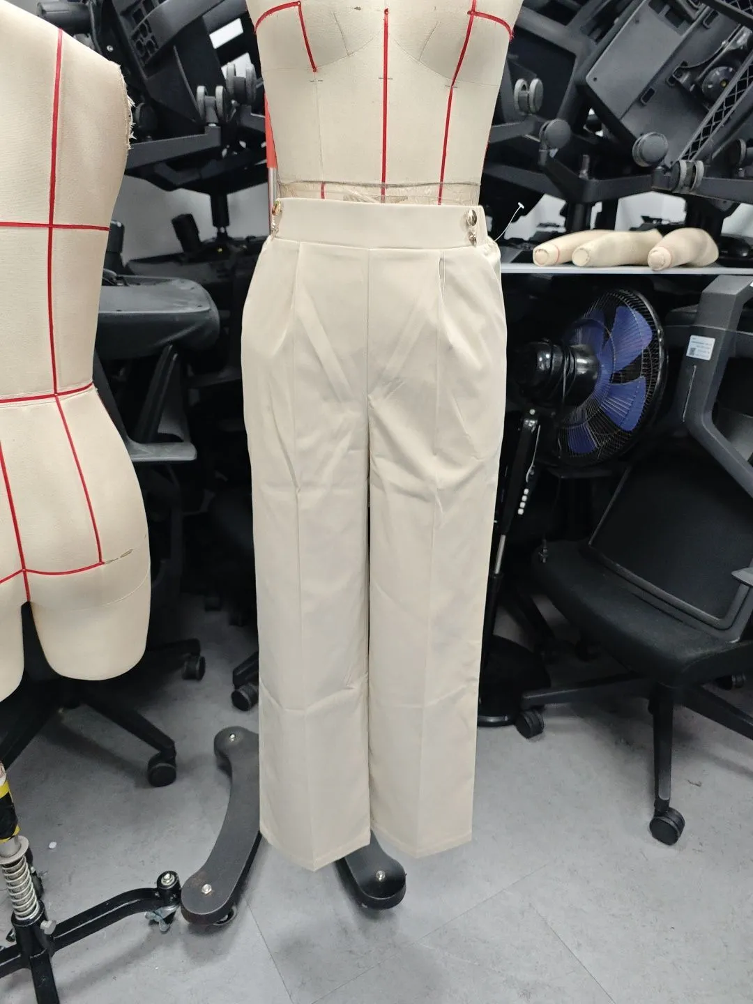 Draping Mop Casual Pants High Waist Trousers Loose Straight Women Special Interest Design Solid Color Trousers