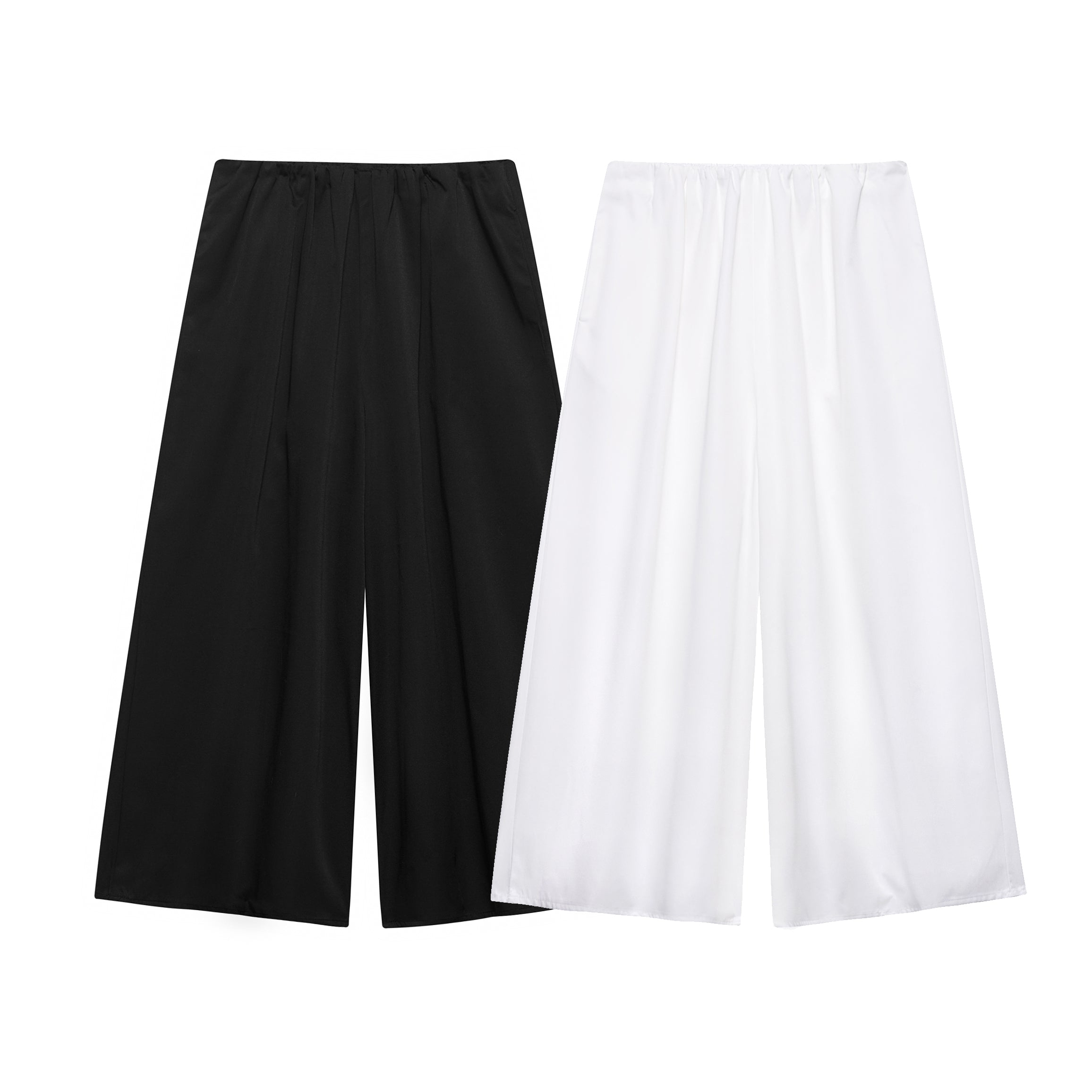 Spring Autumn Office Brand Faux Leather Shuai High Grade Loose Straight Casual Wide Leg Pants
