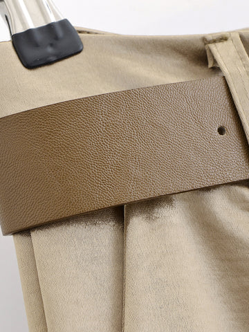 Women Clothing Western Belt Satin Trousers