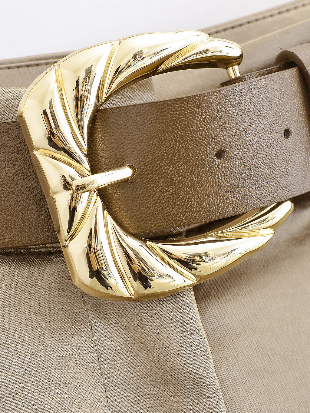Women Clothing Western Belt Satin Trousers