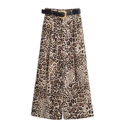 Women Clothing Western Belt Satin Trousers