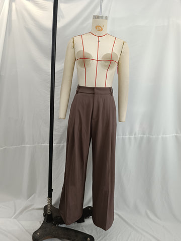 Women Flip Double Pleated Wide Leg Pants