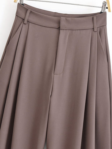 Women Flip Double Pleated Wide Leg Pants