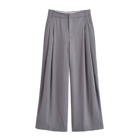 Women Flip Double Pleated Wide Leg Pants