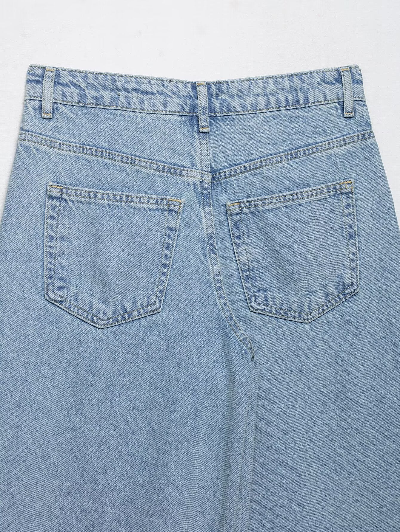 Women Clothing Spring Autumn Crochet Stitching High Waist Wide Leg Jeans