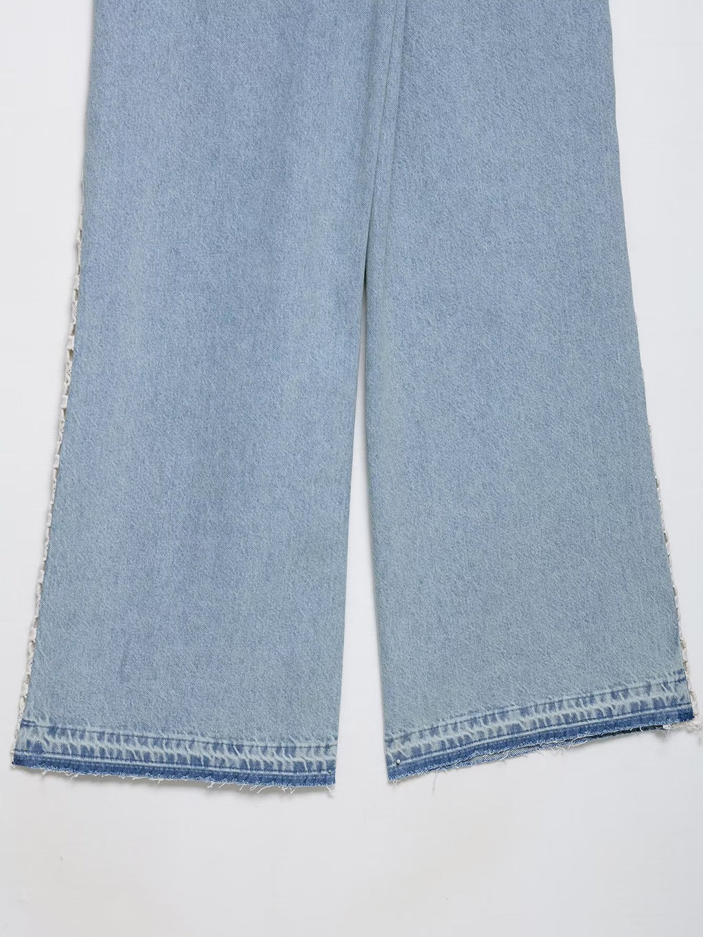 Women Clothing Spring Autumn Crochet Stitching High Waist Wide Leg Jeans