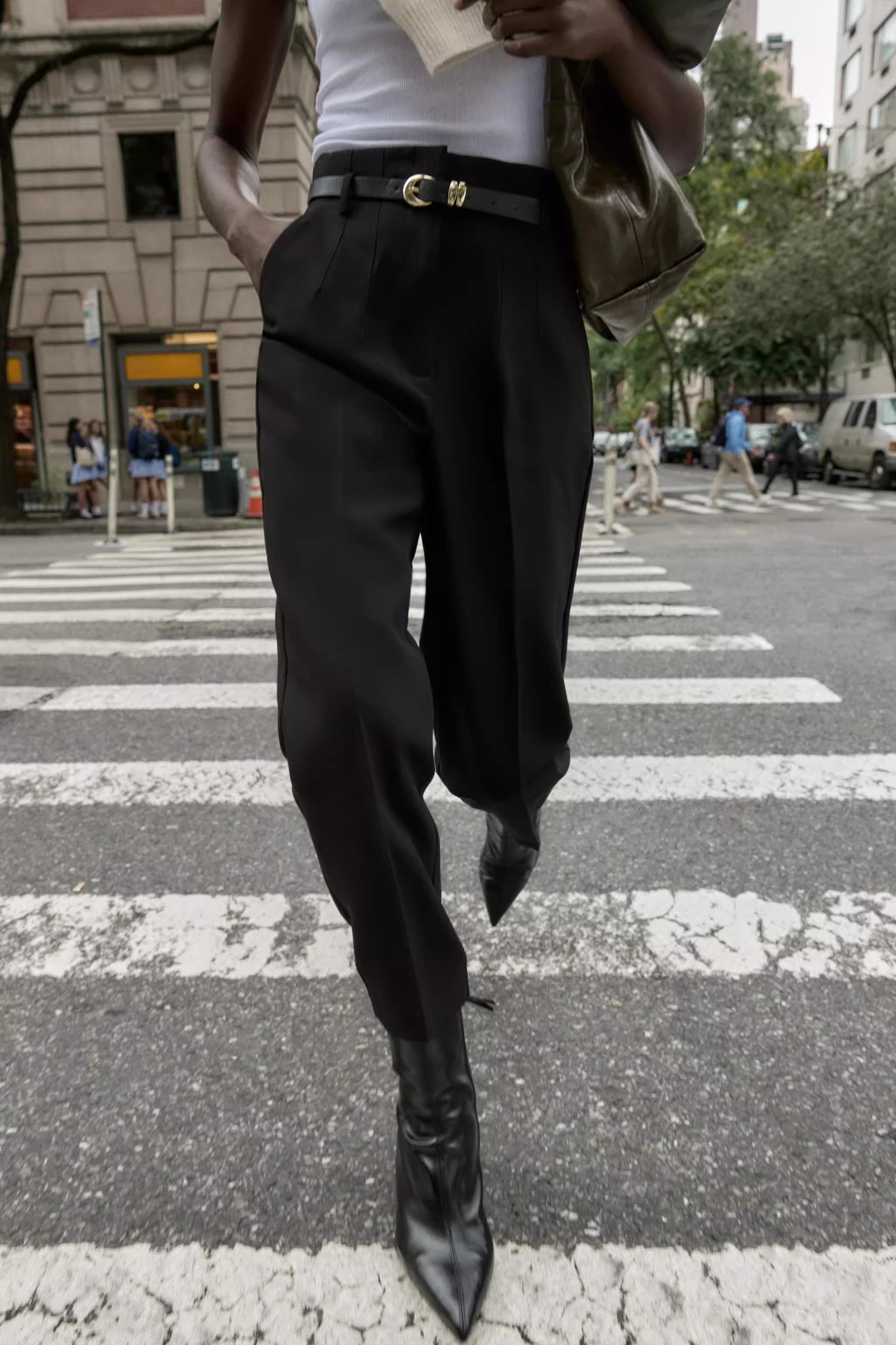 Women Clothing Spring Autumn with Belt High Waist Straight Casual Pants
