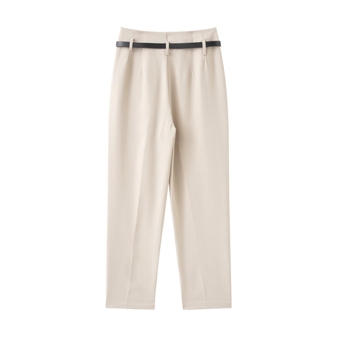 Women Clothing Spring Autumn with Belt High Waist Straight Casual Pants