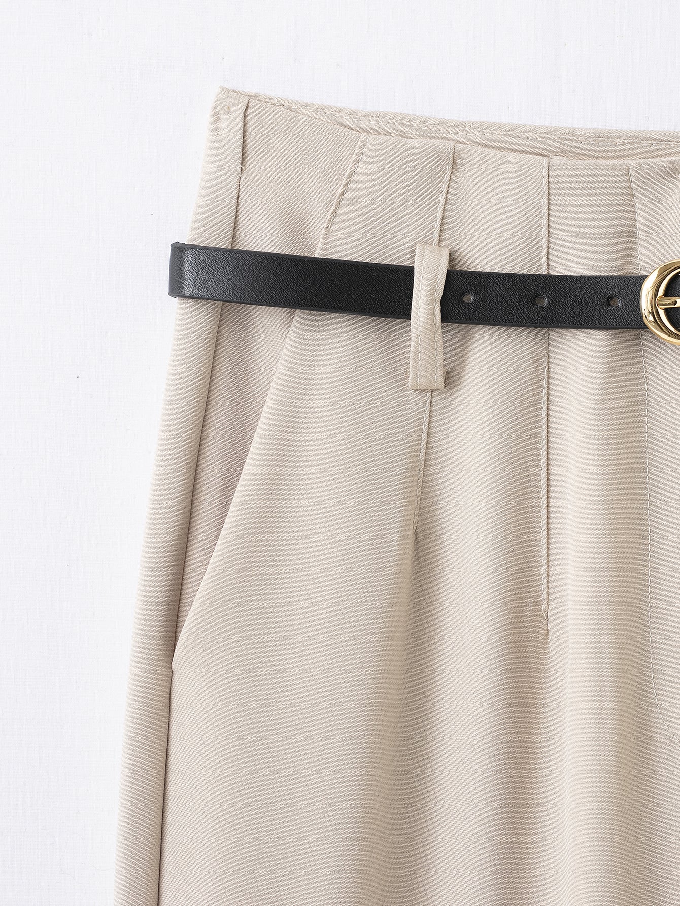 Women Clothing Spring Autumn with Belt High Waist Straight Casual Pants