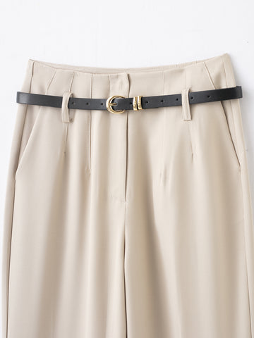 Women Clothing Spring Autumn with Belt High Waist Straight Casual Pants