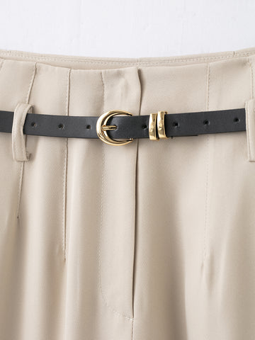 Women Clothing Spring Autumn with Belt High Waist Straight Casual Pants