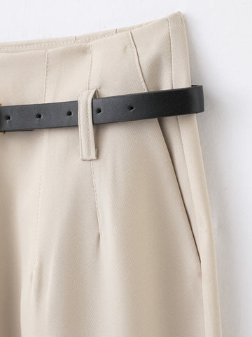 Women Clothing Spring Autumn with Belt High Waist Straight Casual Pants