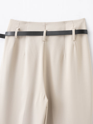 Women Clothing Spring Autumn with Belt High Waist Straight Casual Pants