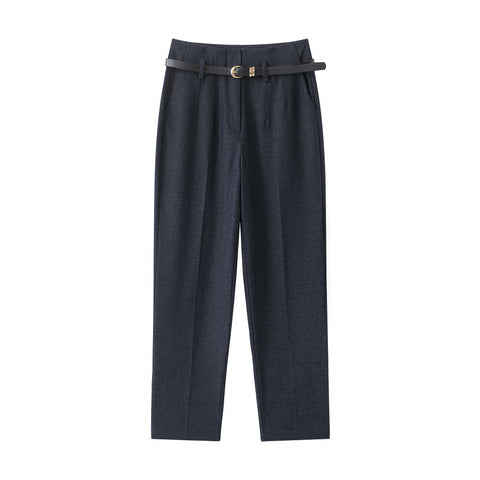 Women Clothing Spring Autumn with Belt High Waist Straight Casual Pants