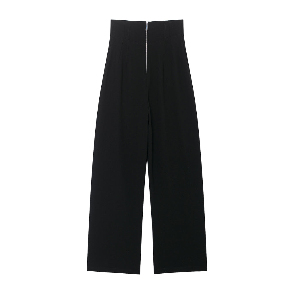 Women Clothing Product Casual All Match High Waist Zipper Pants