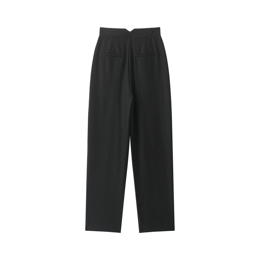 Women Clothing Autumn Korean Loose All Matching Casual Trendy Mid Waist Blended Pleated Pants