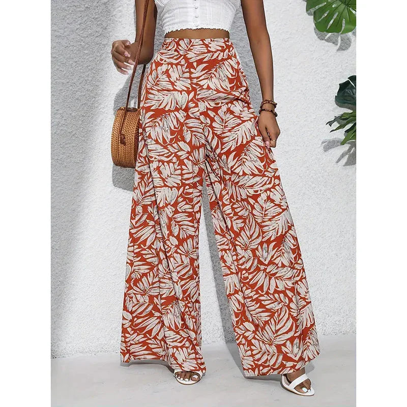 Women’s Printed High‑Waist Wide‑Leg Palazzo Pants