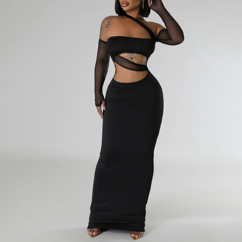 Cuba Wear Arrival Sexy Sheer Mesh Stitching Dress