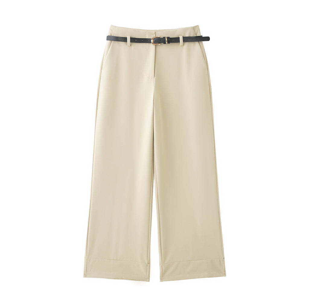 Summer Curling Trousers with Belt Three Color Trousers