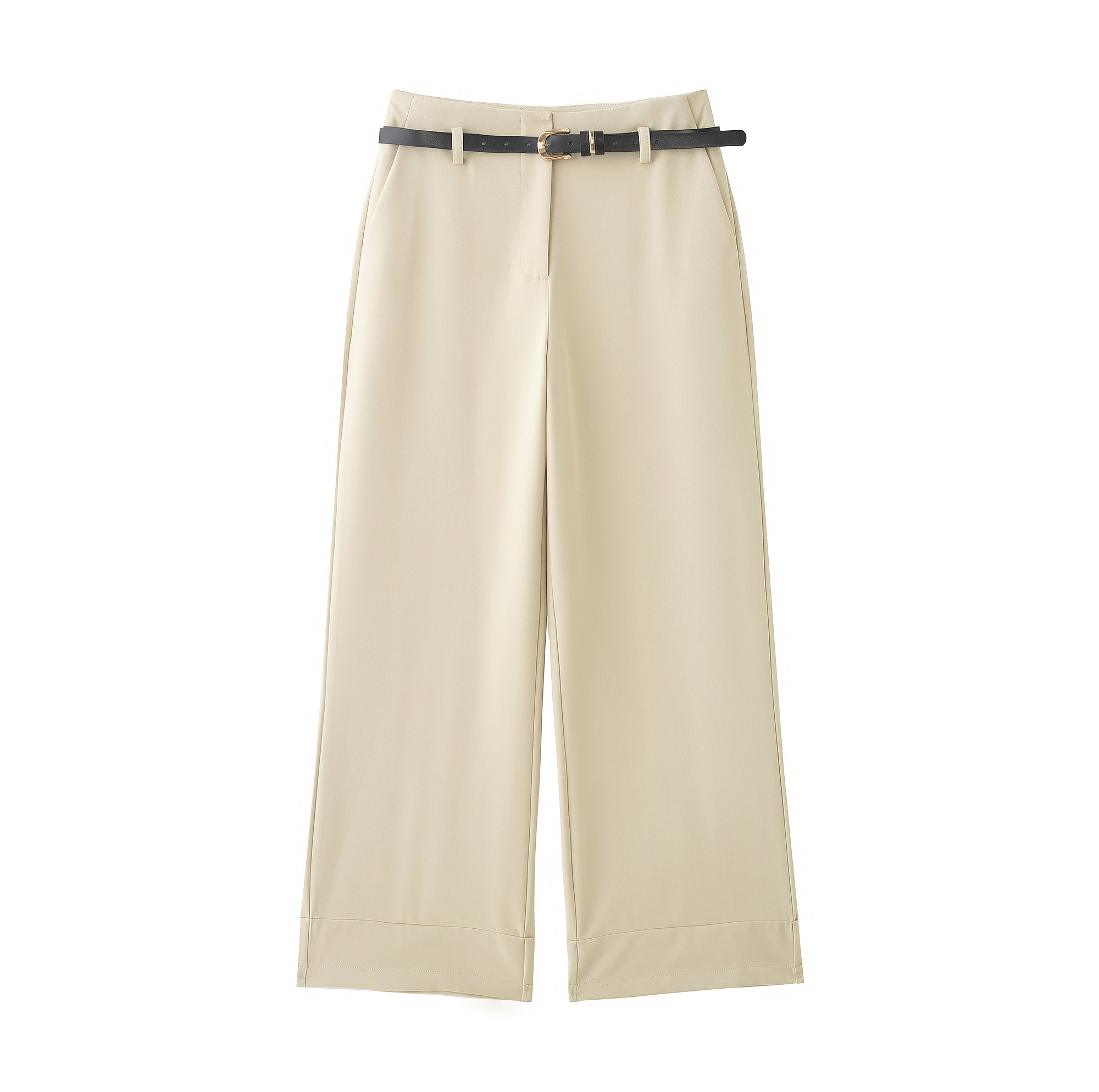 Summer Curling Trousers with Belt Three Color Trousers