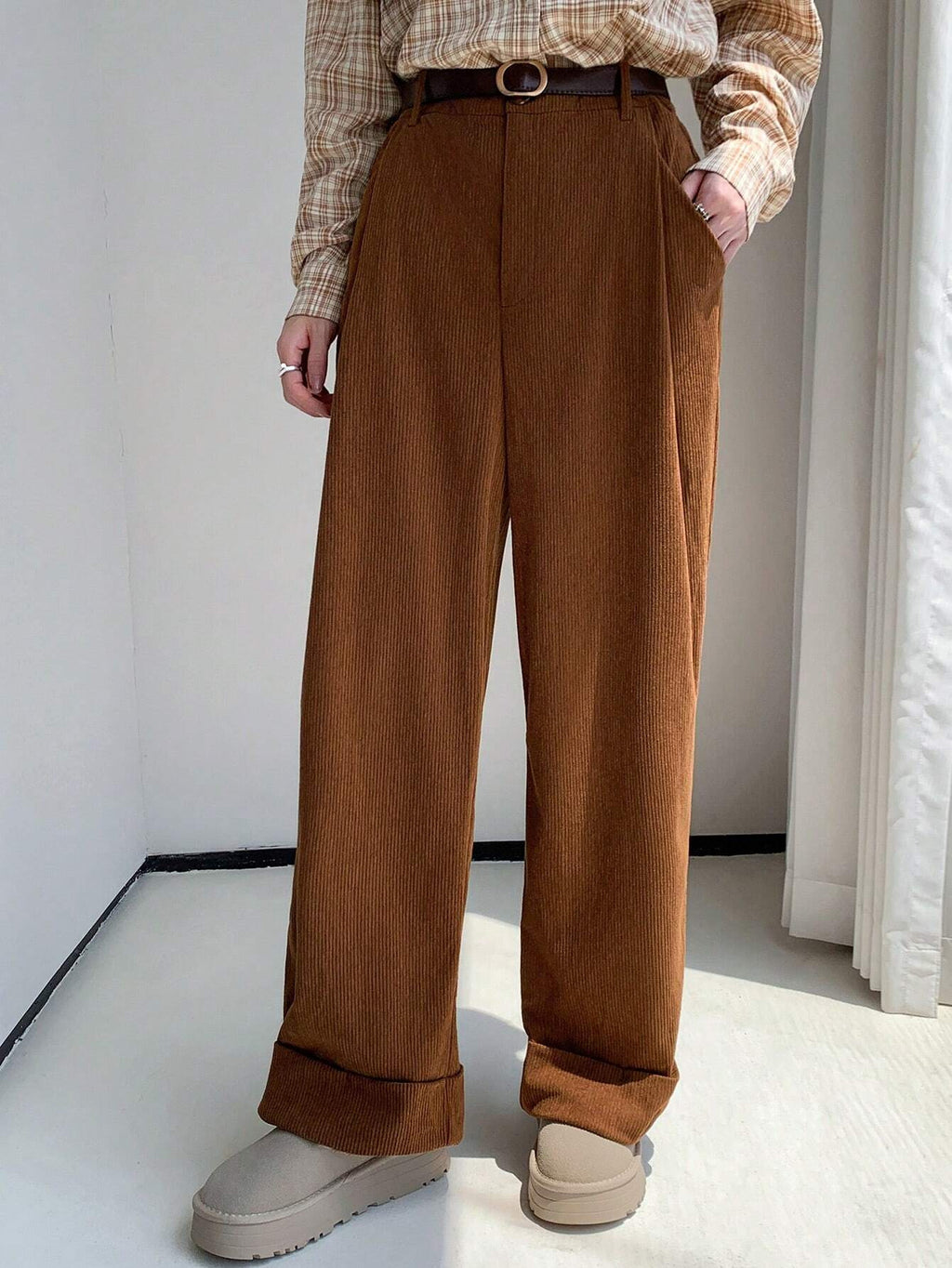 Loose Lazy Elastic Waistband Slimming Wide Leg Casual Pants Trendy All Match Small Women Autumn Wide Leg Pants