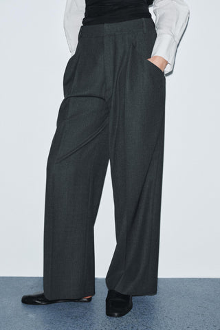 Women Clothing Winter Stylish Simple Mid Waist Pocket Trousers