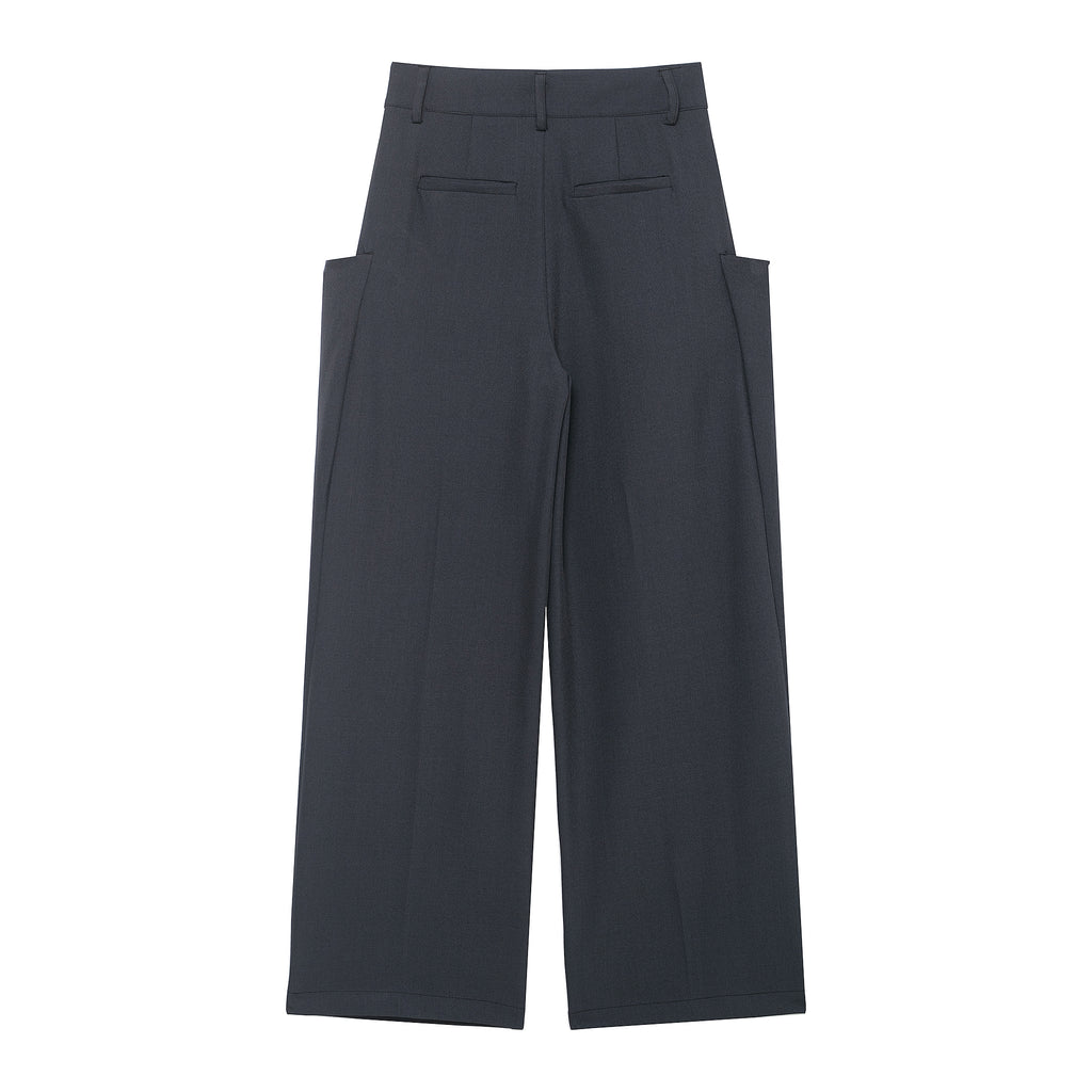 Women Clothing Winter Stylish Simple Mid Waist Pocket Trousers