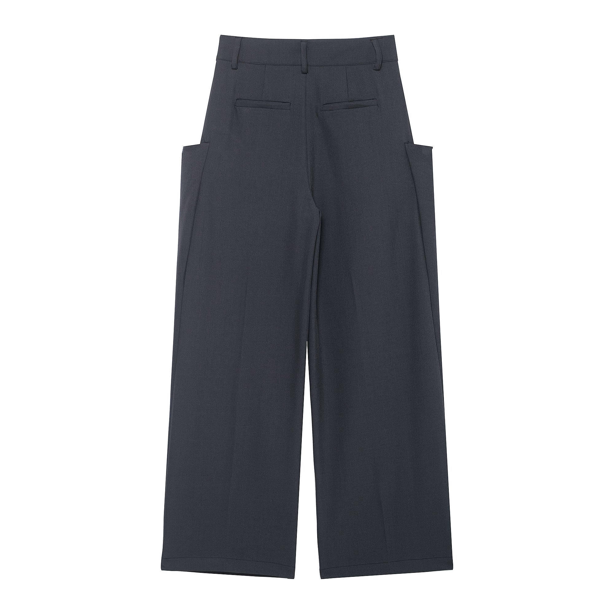 Women Clothing Winter Stylish Simple Mid Waist Pocket Trousers