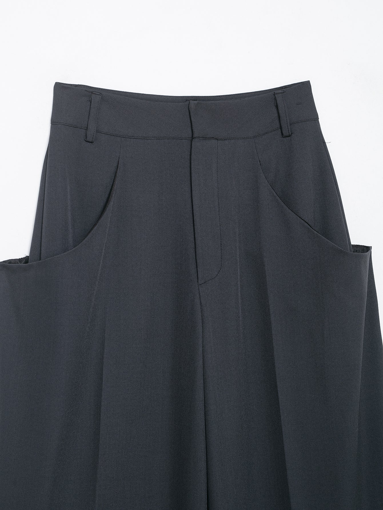 Women Clothing Winter Stylish Simple Mid Waist Pocket Trousers