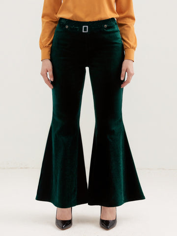 Autumn Winter All Matching Metal Decoration Plus Size Pleuche Wide Leg Pants Casual Pants