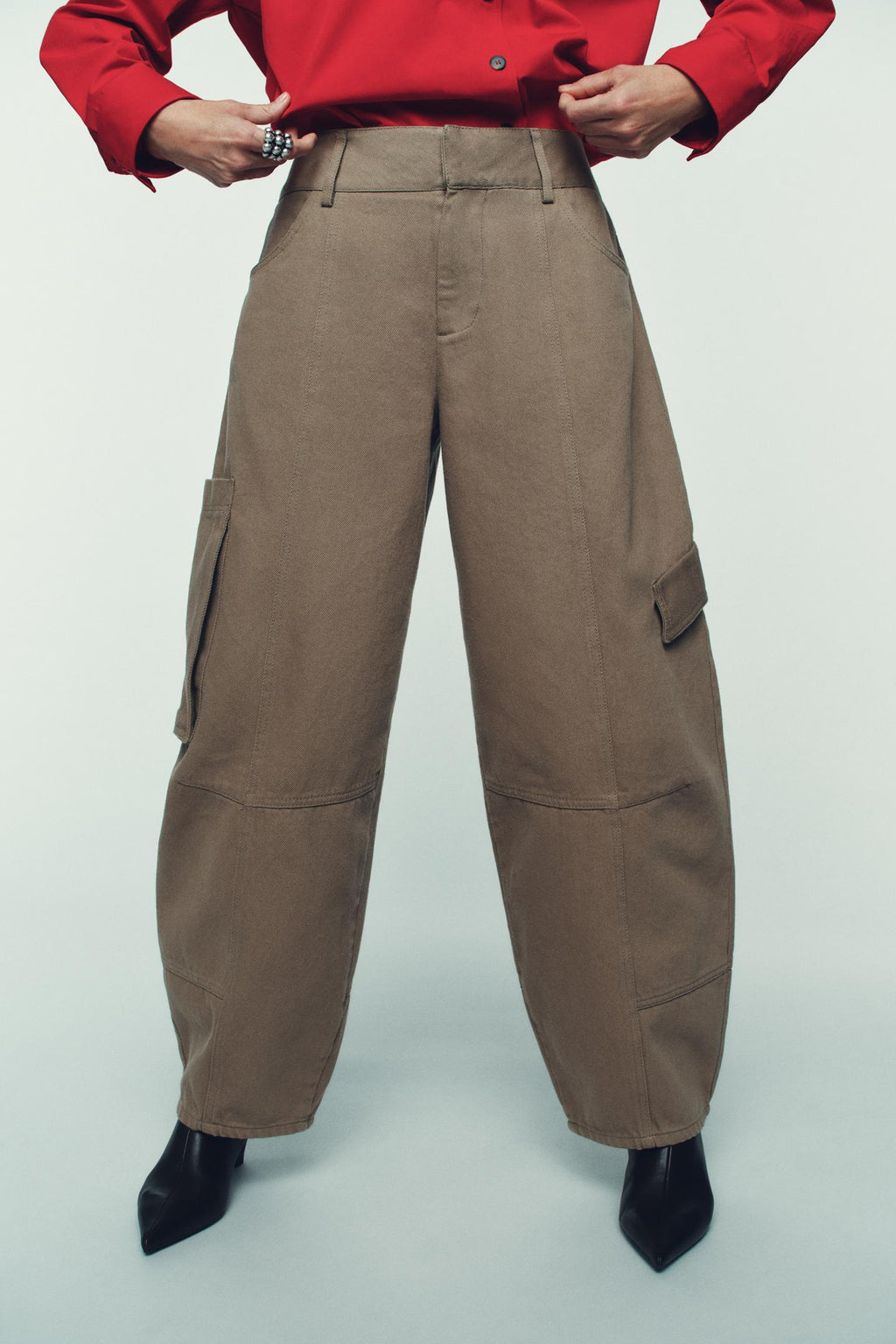Women Clothing Winter Overalls High Waist Pocket Decoration Loose Wide Leg Balloon Pants