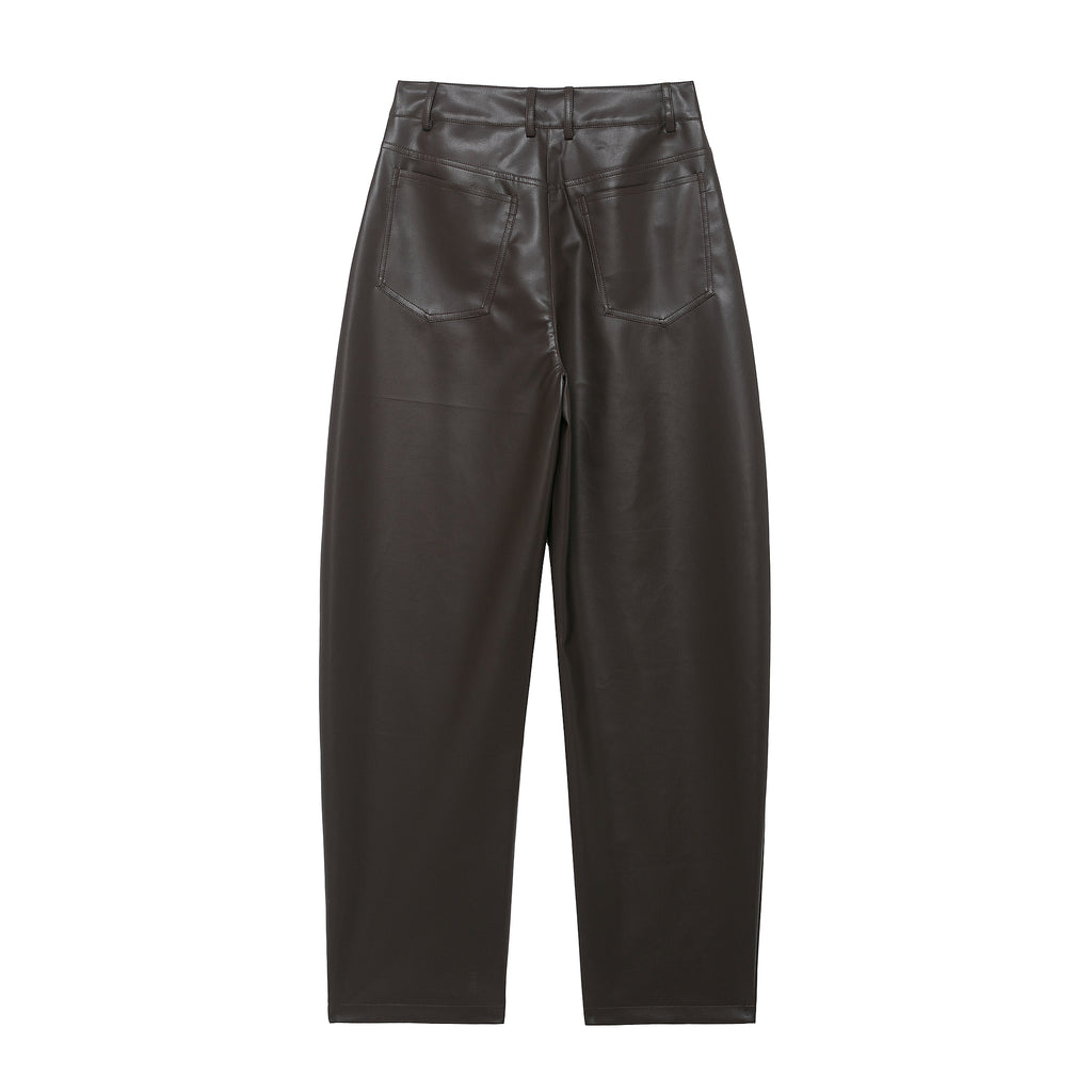 Women Clothing Fashionable All Match Mid Waist Pleated Balloon Pants
