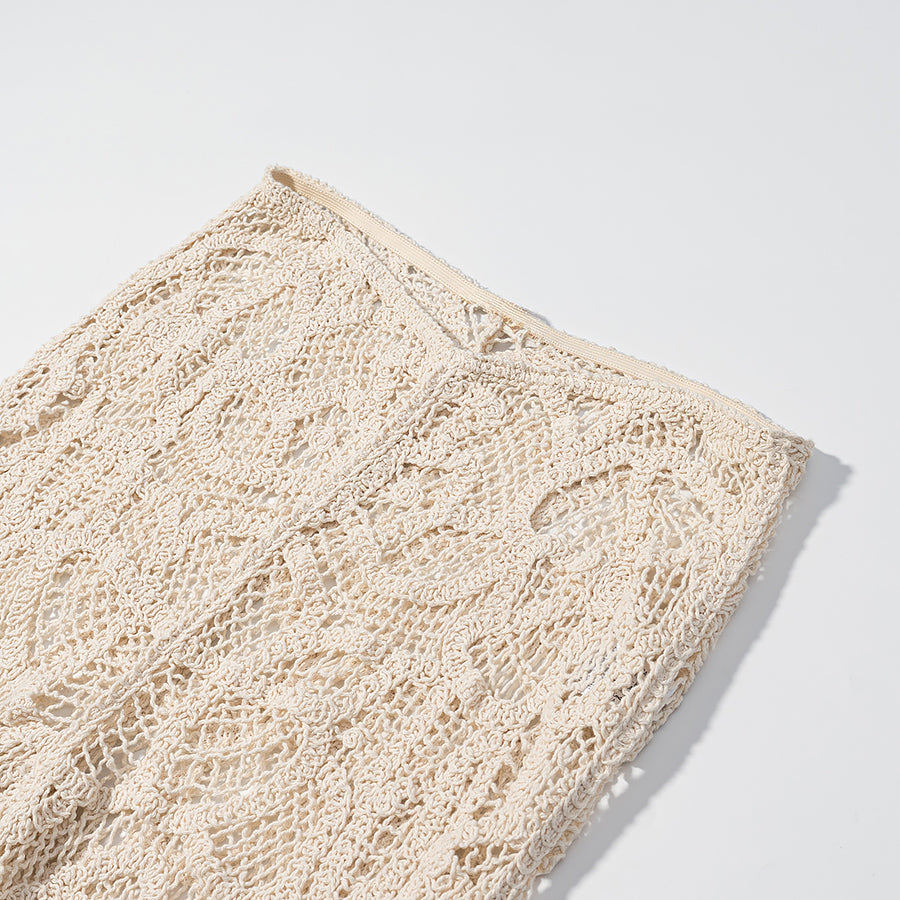 High Waisted Pants Women Lightly Mature Sexy Lace Jacquard See through Stitching Casual Trousers