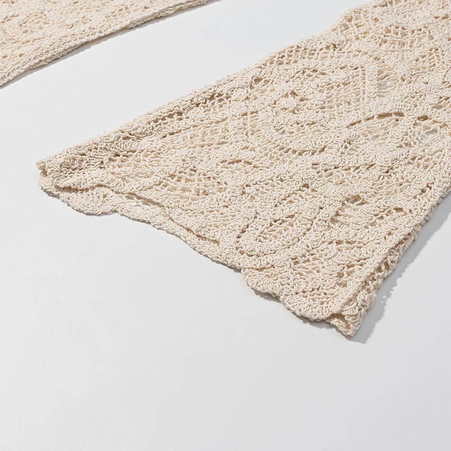 High Waisted Pants Women Lightly Mature Sexy Lace Jacquard See through Stitching Casual Trousers