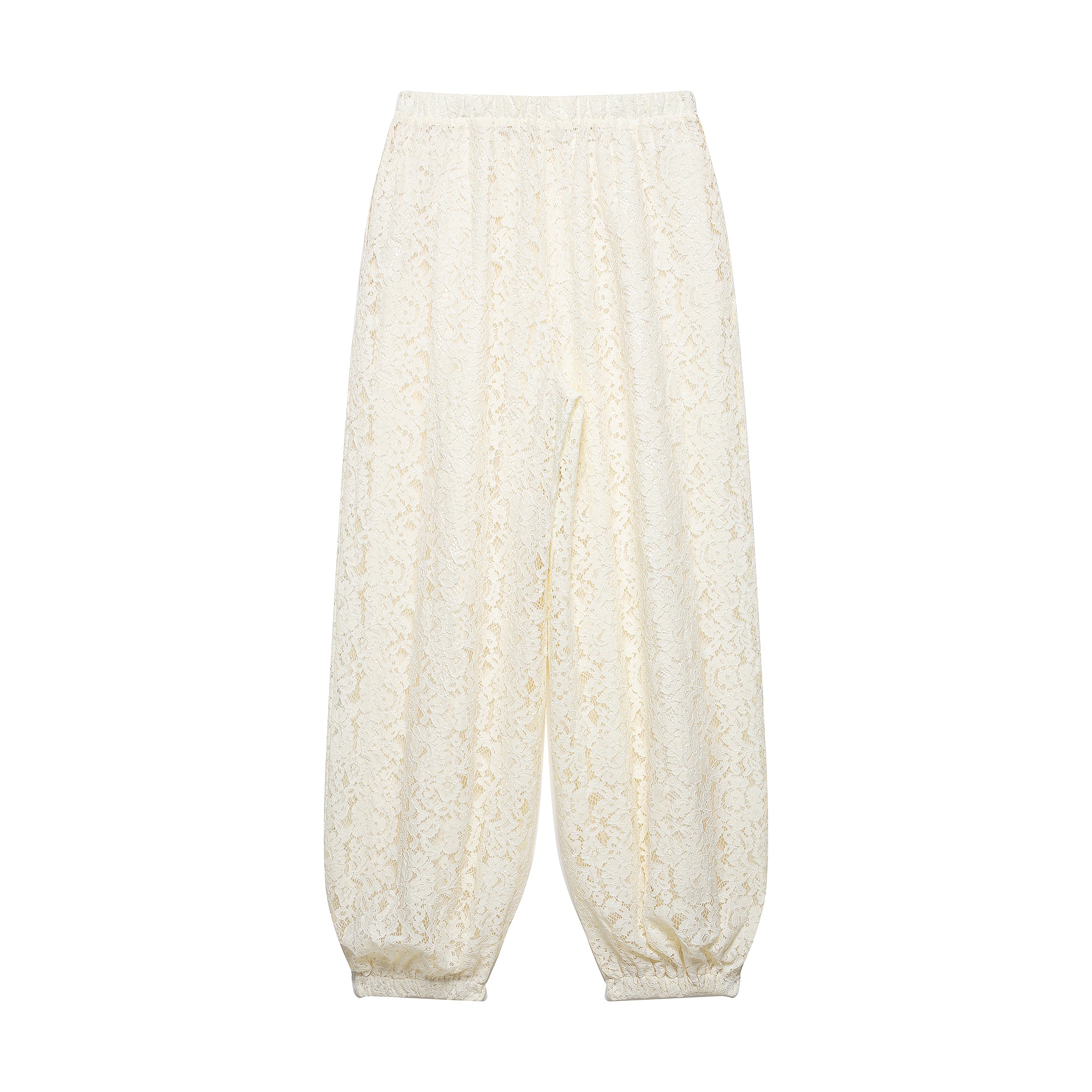 Spring Minimalist All Match Lace Elastic Waist Loose Trousers