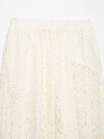 Spring Minimalist All Match Lace Elastic Waist Loose Trousers