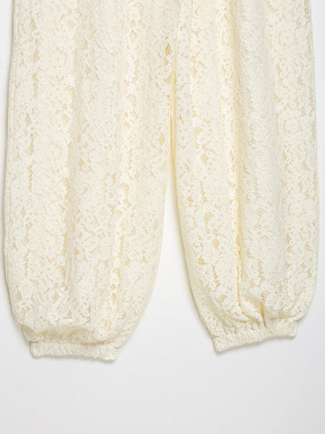 Spring Minimalist All Match Lace Elastic Waist Loose Trousers