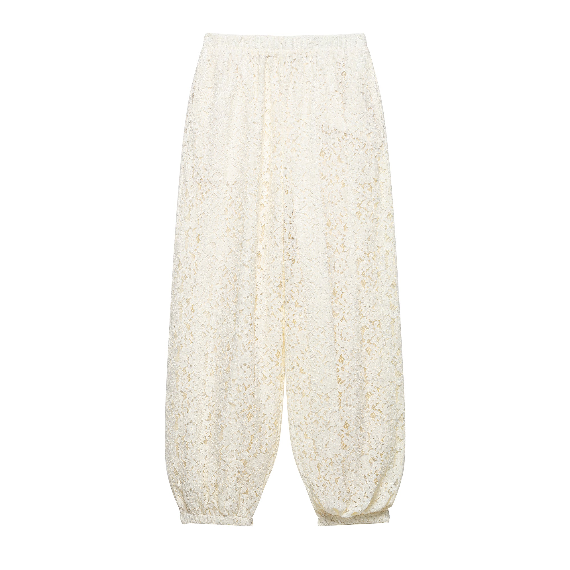 Spring Minimalist All Match Lace Elastic Waist Loose Trousers