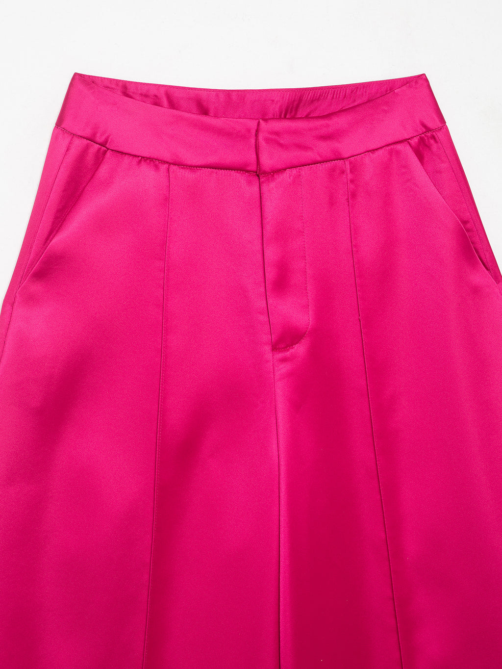 Satin Glossy Streamer High Waist Solid Color Pocket All Matching Loose Casual Wide Leg Pants
