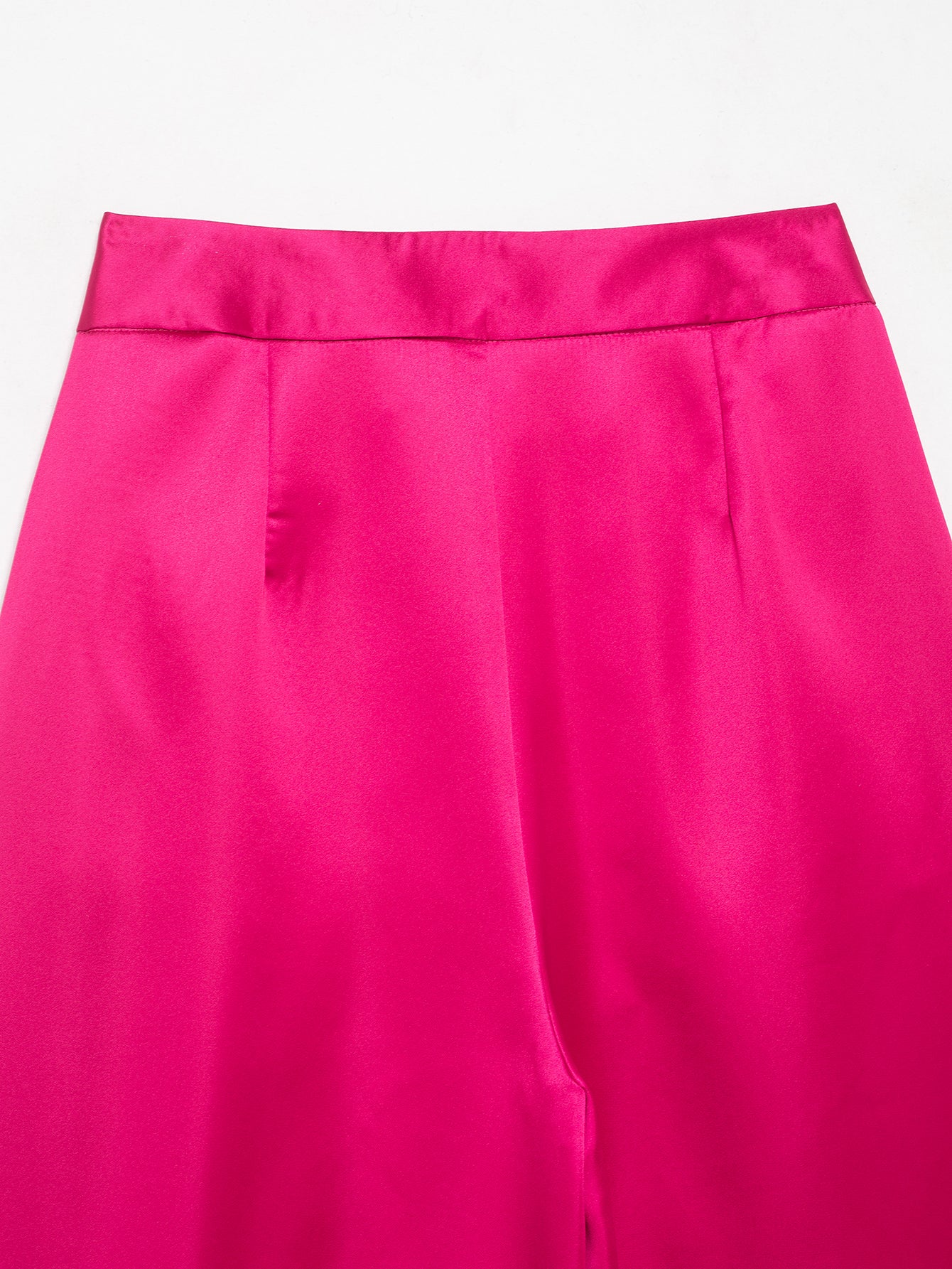 Satin Glossy Streamer High Waist Solid Color Pocket All Matching Loose Casual Wide Leg Pants