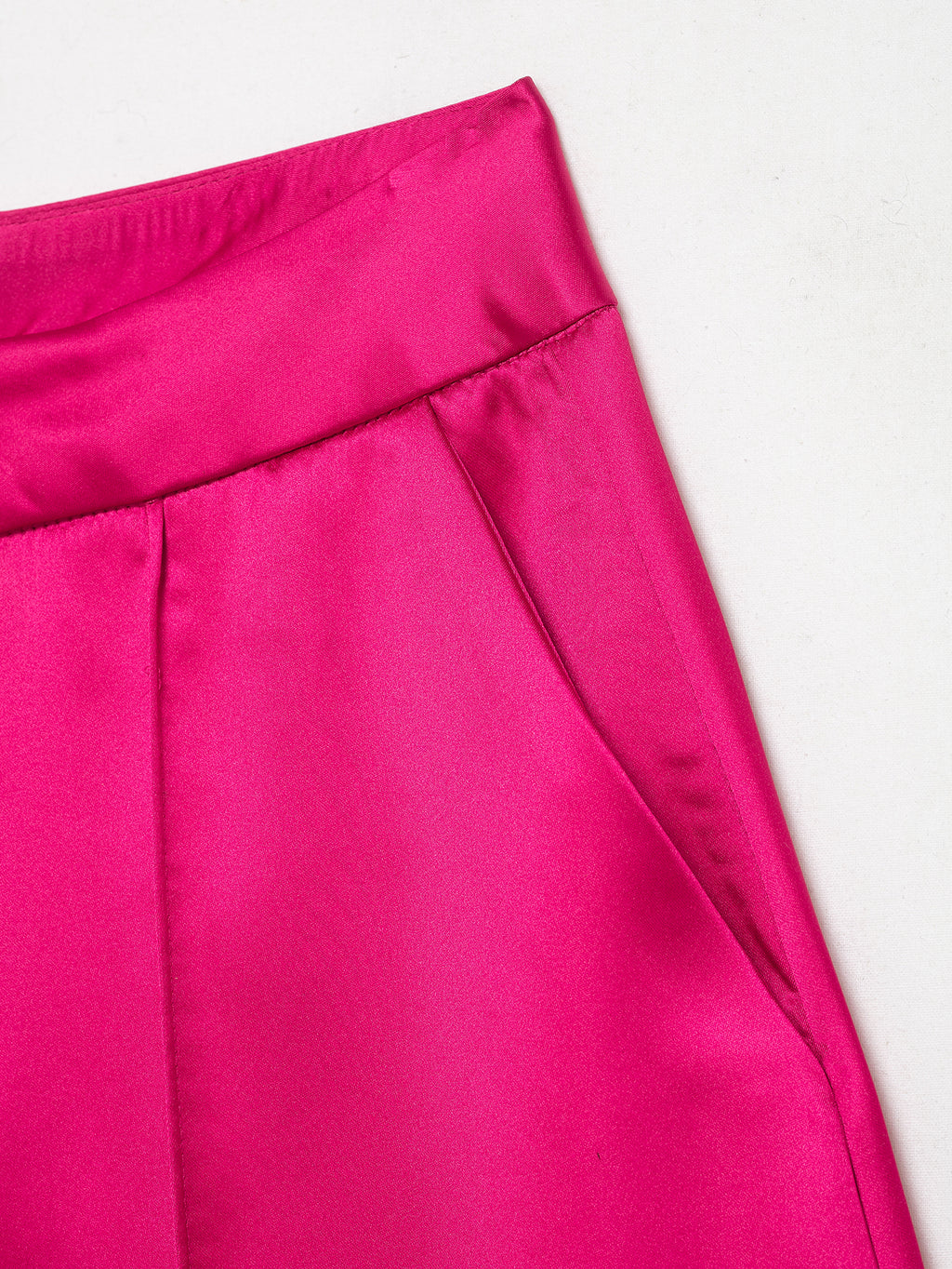 Satin Glossy Streamer High Waist Solid Color Pocket All Matching Loose Casual Wide Leg Pants