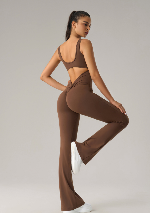 Sexy Beauty Back One-Piece Peach Hip Lifting Sport Fitness Clothes Micro Pull Yoga Jumpsuit Women