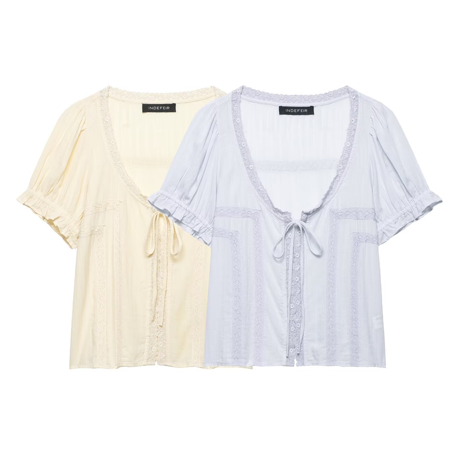 Women Clothing Fashionable Casual Embroidered Tulle Shirt