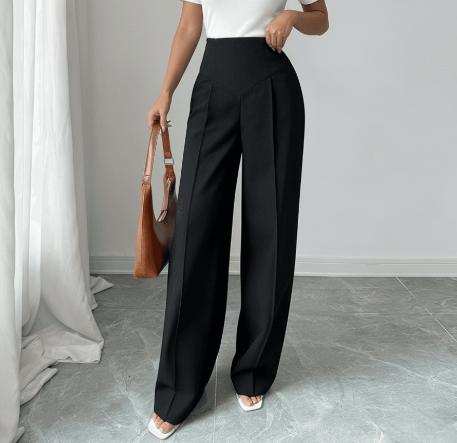 Straight Drooping High Grade Non Elastic Work Pant Small Autumn Winter High End Loose Casual Women Wide Leg Work Pant