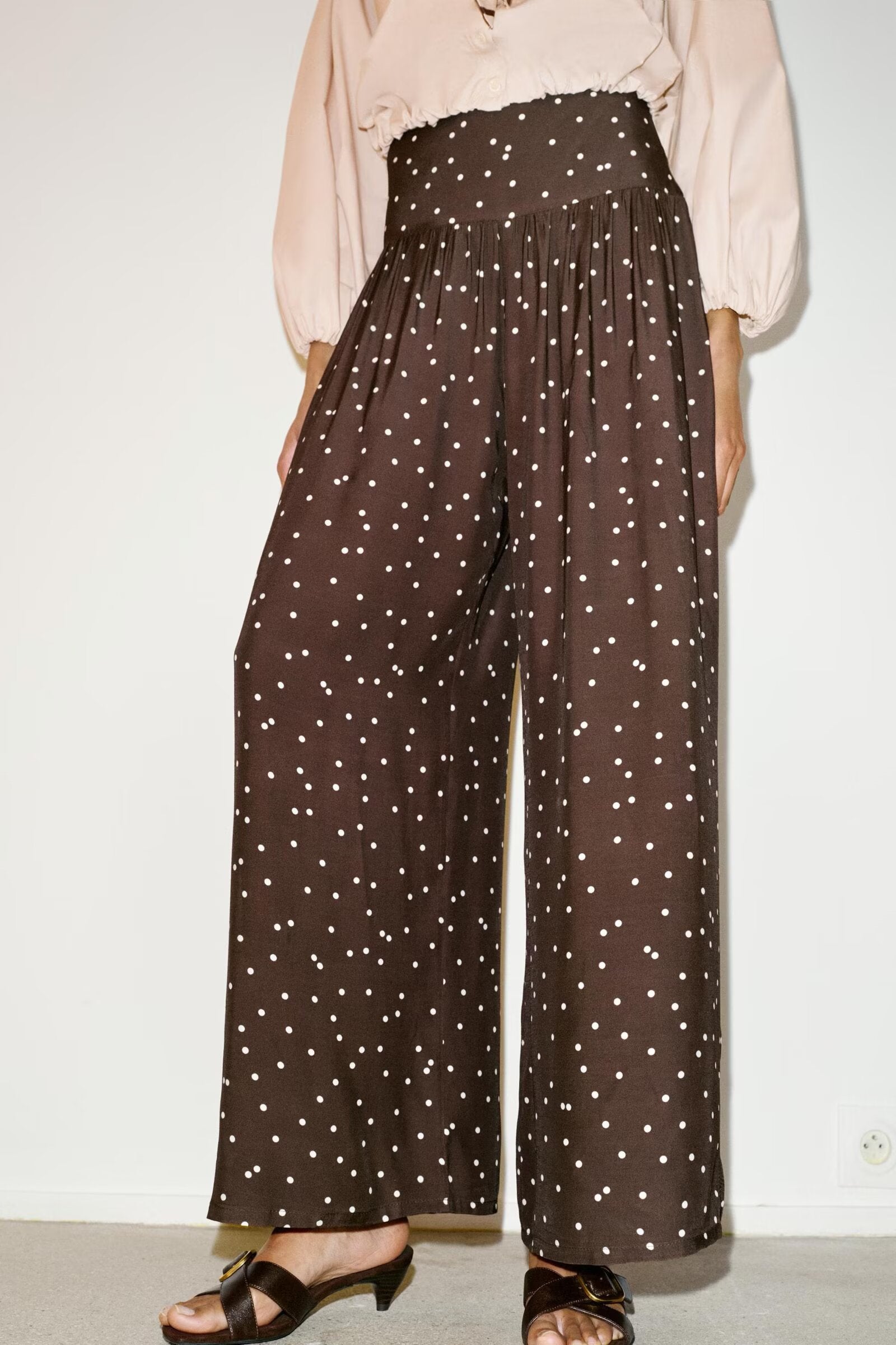 Women Polka Dot Wide Leg Casual Pants