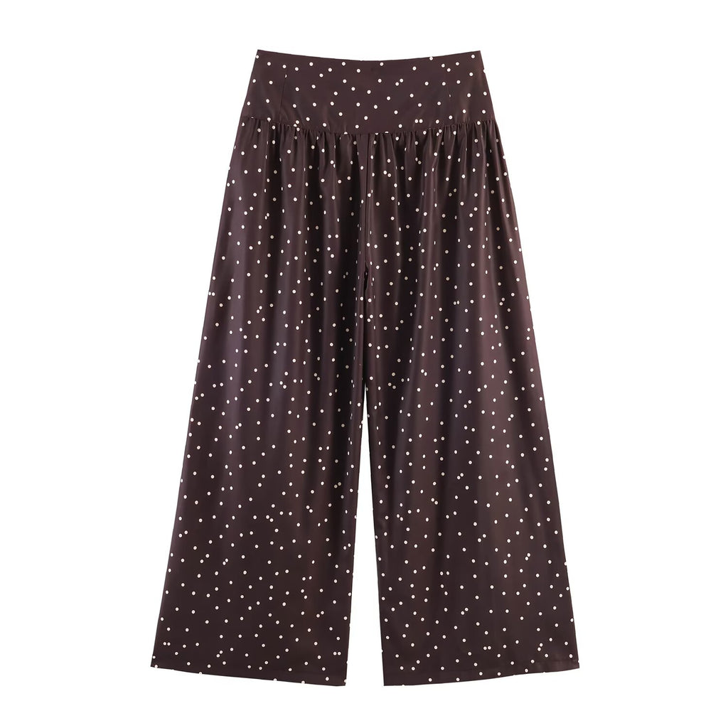 Women Polka Dot Wide Leg Casual Pants