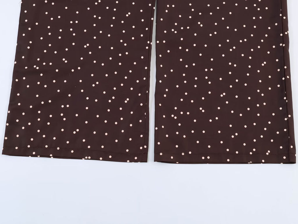 Women Polka Dot Wide Leg Casual Pants
