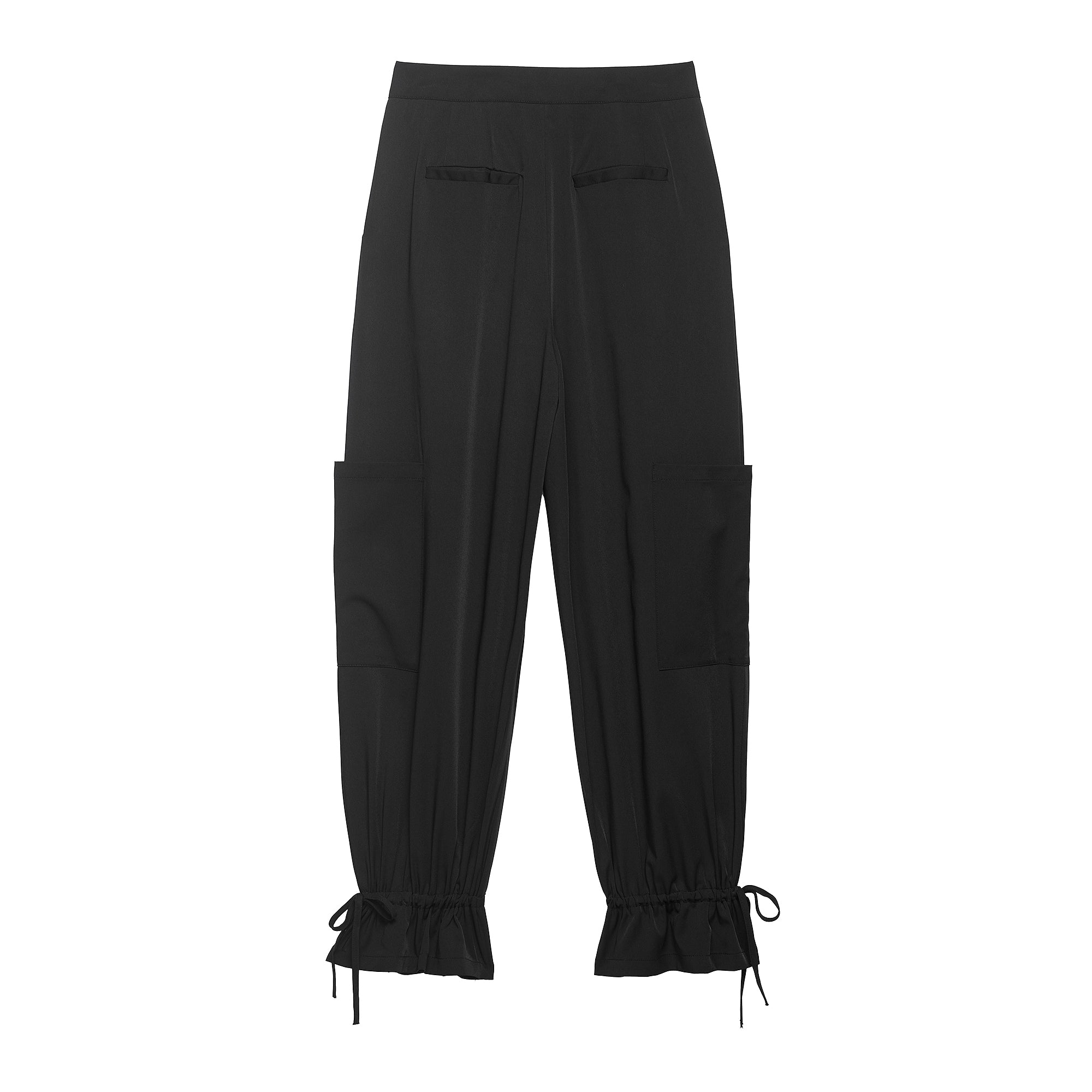 Women Hem Lace Drawstring Strap Wide Leg Trousers Casual Pants